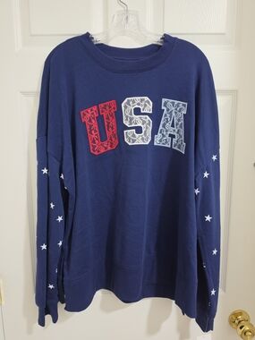 Fleurish Navy Pullover Crewneck Sweatshirt